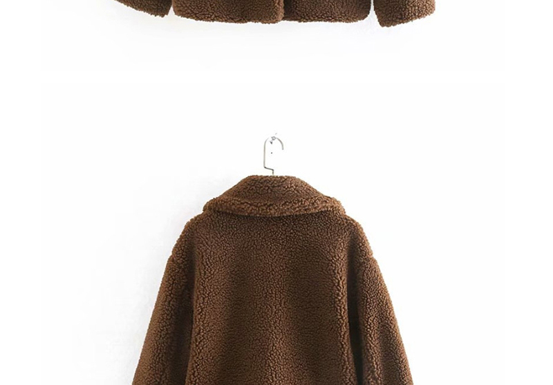 Fashion Brown Fleece Short Single-breasted Coat,Coat-Jacket