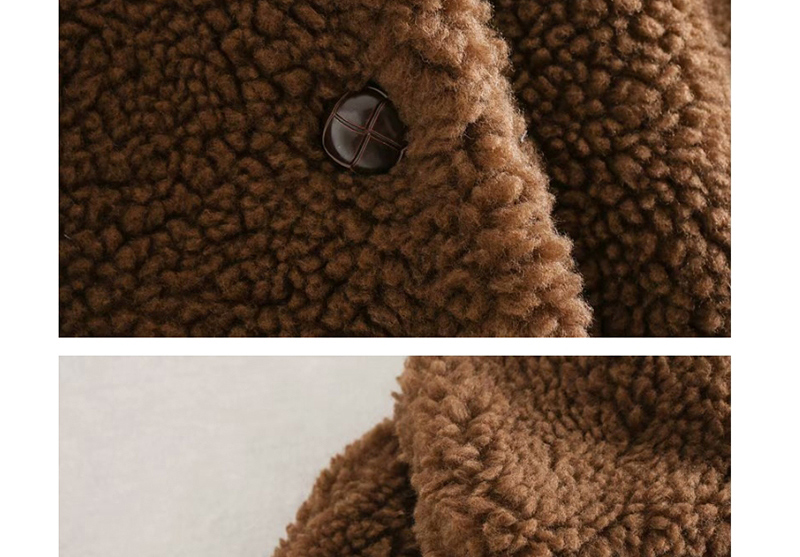 Fashion Brown Fleece Short Single-breasted Coat,Coat-Jacket