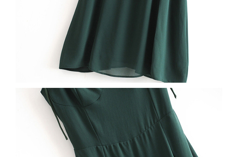 Fashion Dark Green High Waist Side Split Hem Lace Up Dress,Long Dress