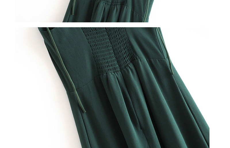 Fashion Dark Green High Waist Side Split Hem Lace Up Dress,Long Dress