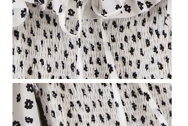 Fashion White Ruffled Flower Print Lace Shirt,Blouses