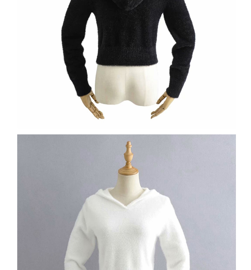 Fashion Black Mohair Hooded Sweater,Sweater