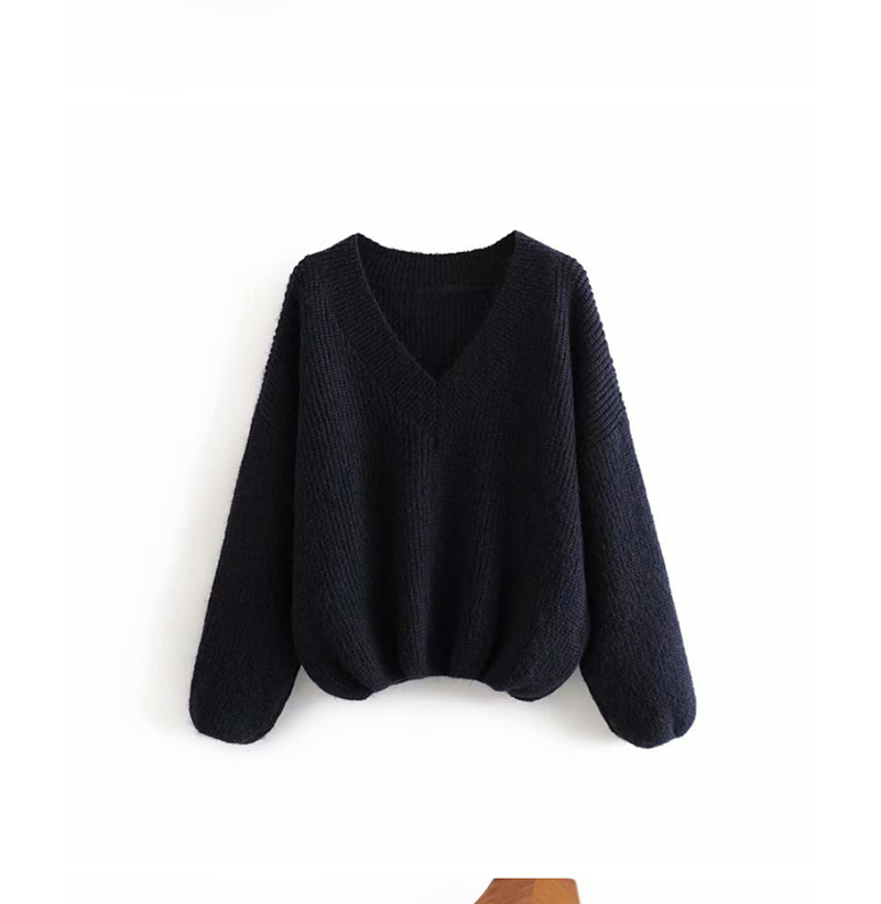 Fashion Black Stretch-neck Knitted Sweater,Sweater