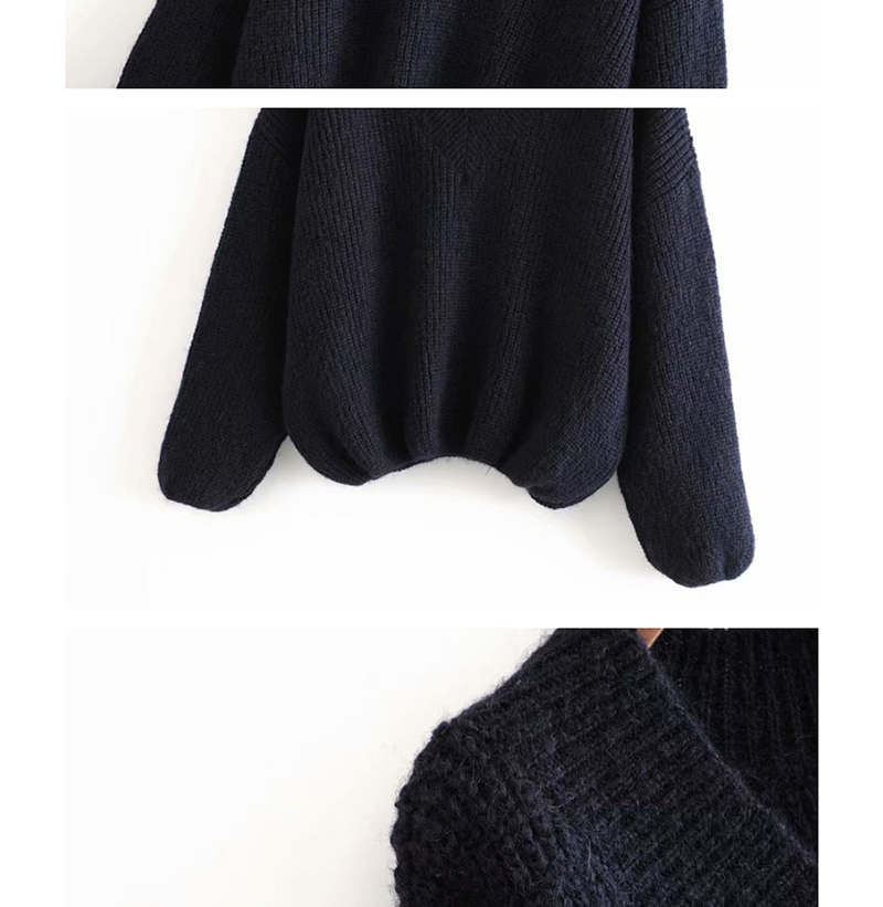 Fashion Black Stretch-neck Knitted Sweater,Sweater
