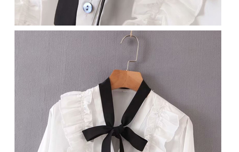 Fashion White Ruffled Tie-satin Shirt,Blouses