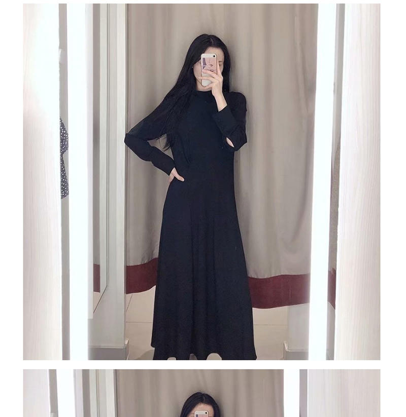 Fashion Black Stitched Dress,Long Dress