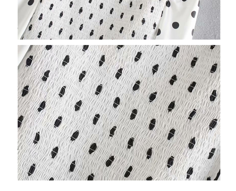 Fashion White Dot-print Square-neck Shirt,Blouses