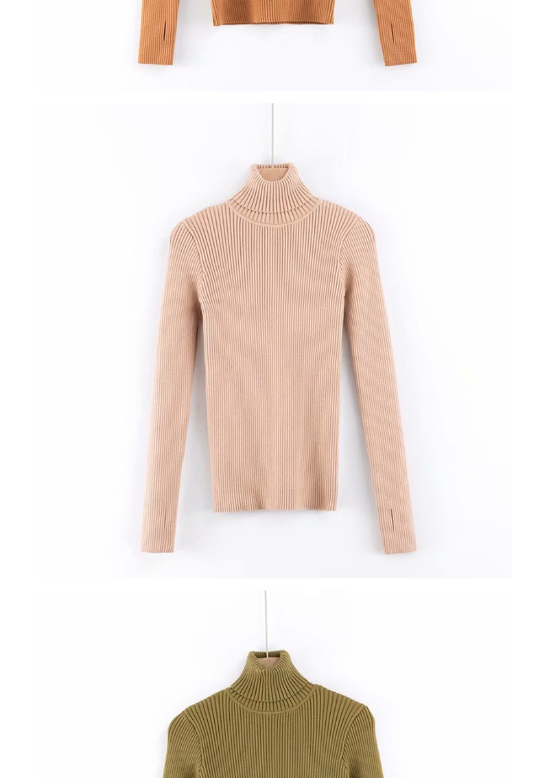 Fashion Avocado Turtleneck Leak-finger Knitted Sweater,Sweater