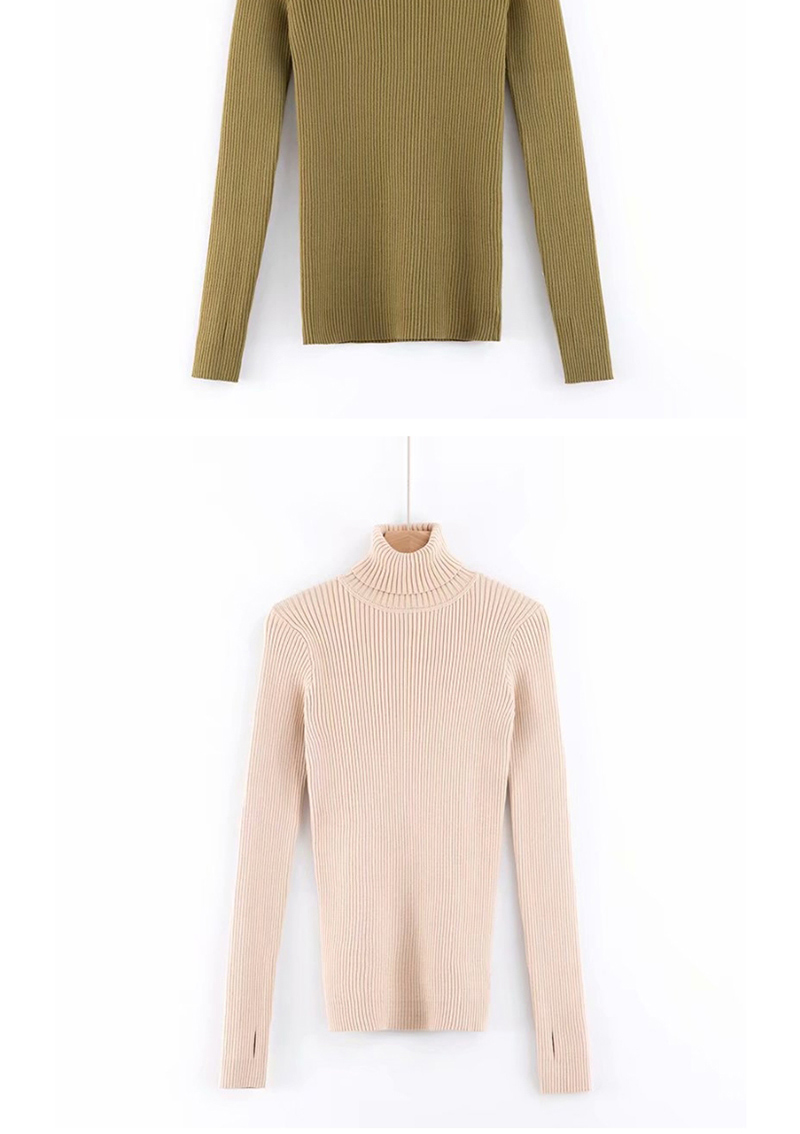 Fashion Caramel Colour Turtleneck Leak-finger Knitted Sweater,Sweater