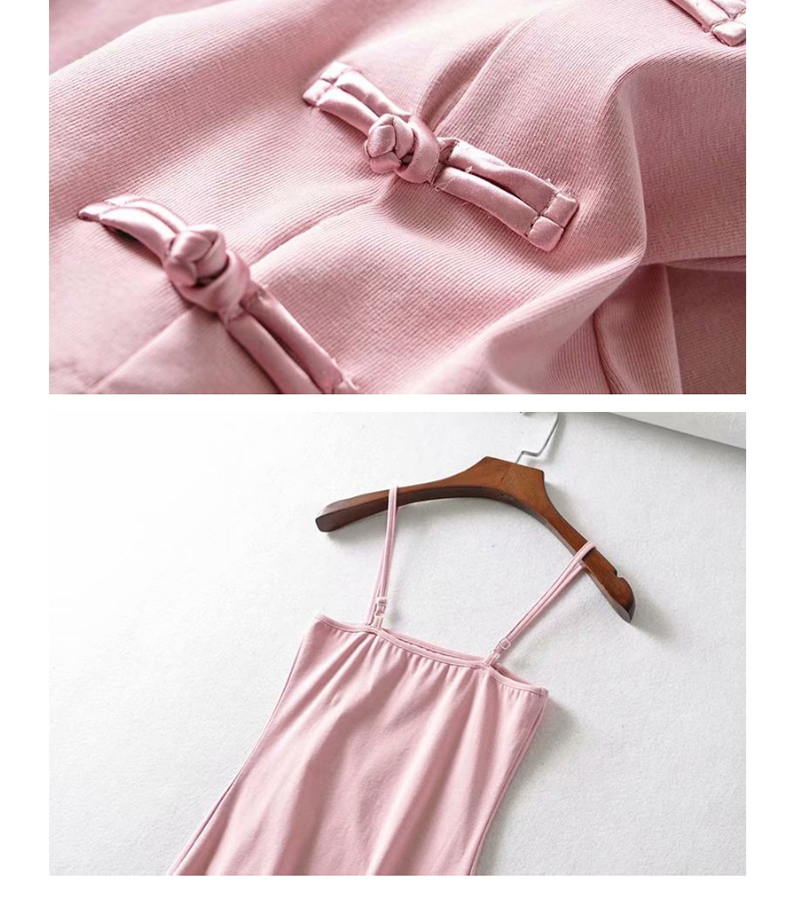 Fashion Pink Cheongsam Camisole Dress,Mini & Short Dresses