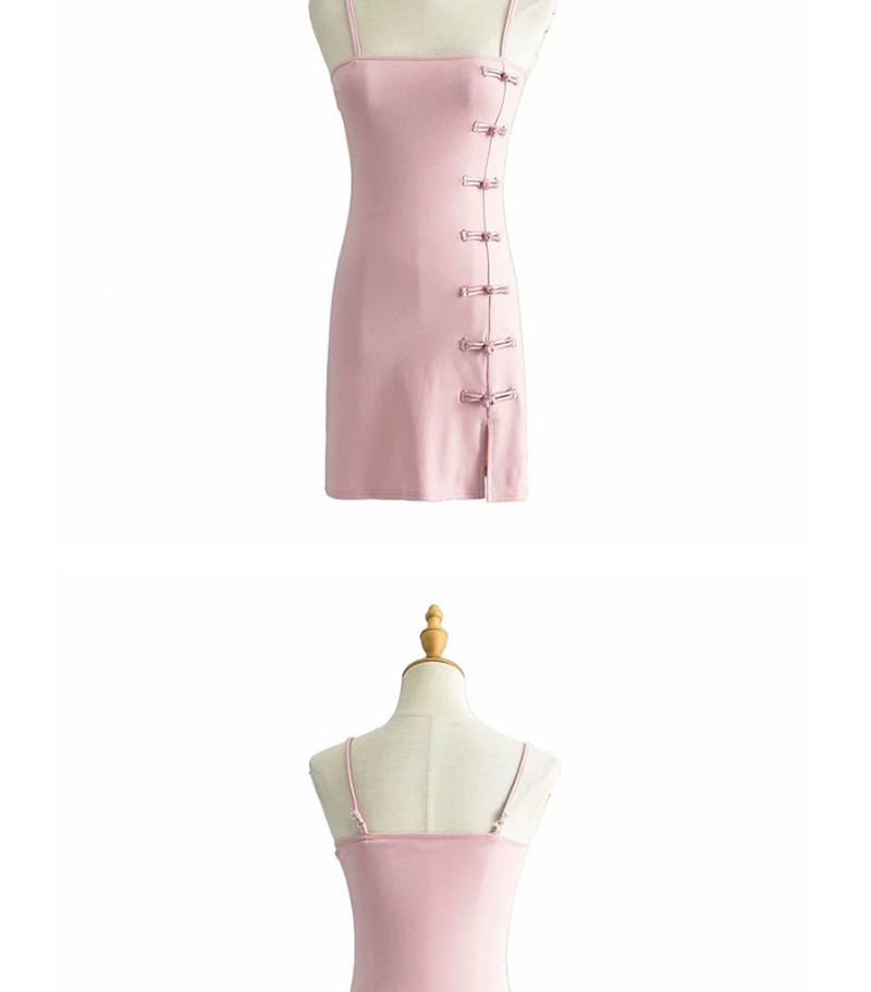 Fashion Pink Cheongsam Camisole Dress,Mini & Short Dresses