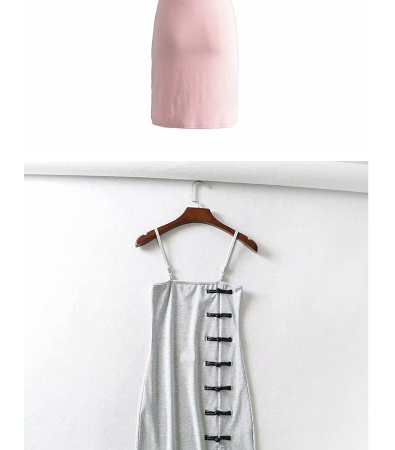 Fashion Gray Cheongsam Camisole Dress,Mini & Short Dresses