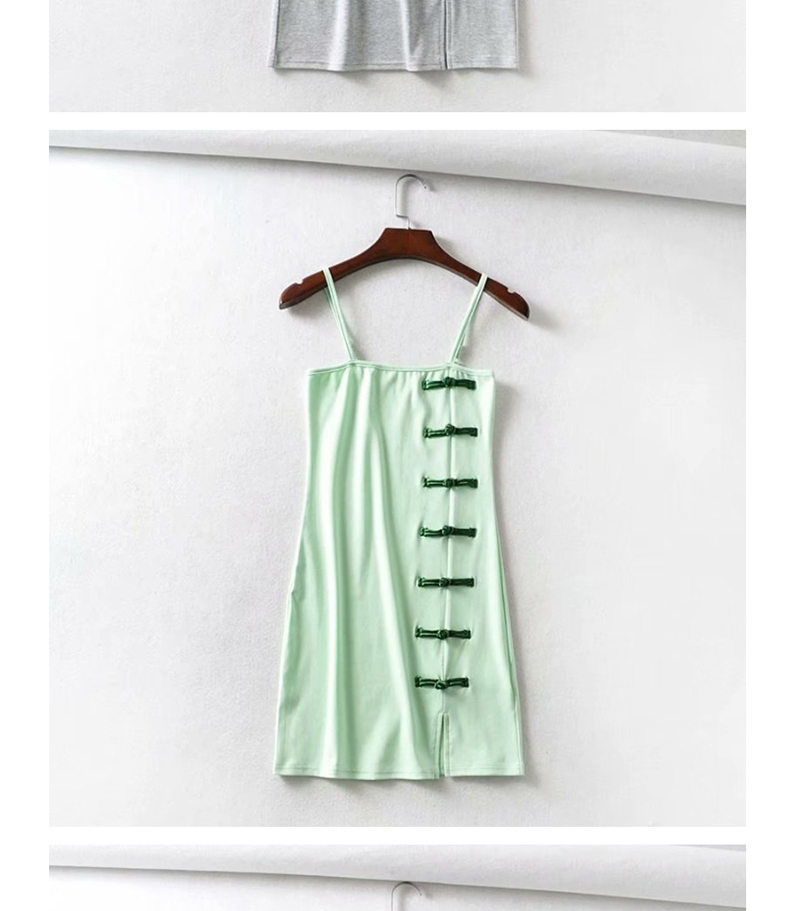Fashion Gray Cheongsam Camisole Dress,Mini & Short Dresses