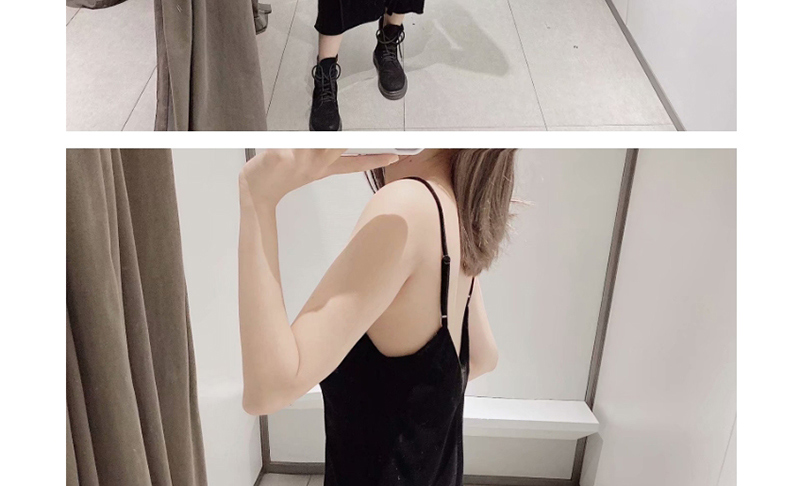 Fashion Black Velvet Camisole Dress,Long Dress