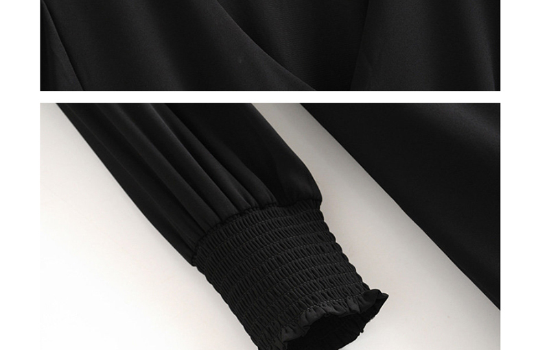 Fashion Black V-neck Single-breasted Elastic Waist Dress,Mini & Short Dresses