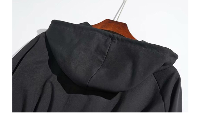 Fashion Black V-neck Hooded Sweatshirt With Elastic Zip,Hair Crown