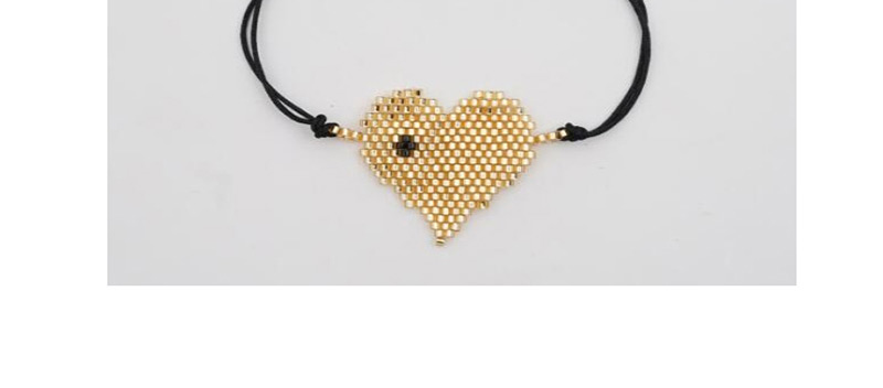 Fashion Gold Rice Bead Braided Heart Bracelet,Beaded Bracelet