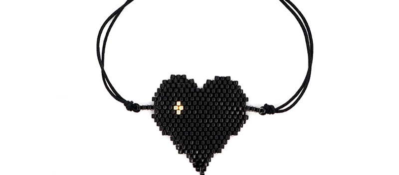 Fashion Black Rice Bead Braided Heart Bracelet,Beaded Bracelet