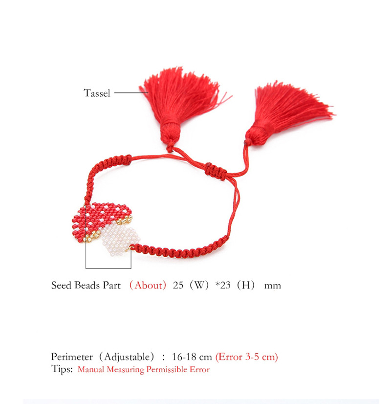 Fashion Red Rice Beads Woven Mushroom Bracelet,Beaded Bracelet
