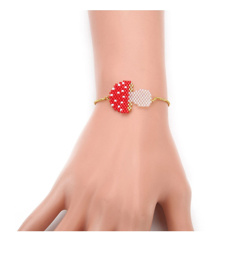 Fashion Red Rice Beads Woven Mushroom Bracelet,Beaded Bracelet