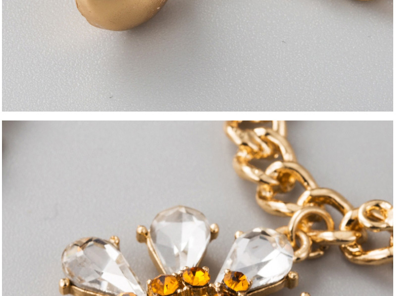 Fashion Gold  Silver Needle Round Alloy Drop Oil Leaf Diamond Flower Earrings,Drop Earrings