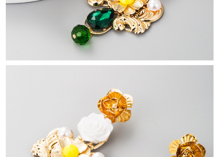 Fashion Gold  Silver Needle Alloy Diamond Flower Earrings,Drop Earrings
