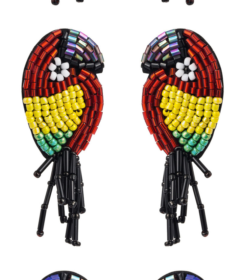 Fashion Black Cloth Mizhu Tassel Bird Beaded Earrings,Stud Earrings