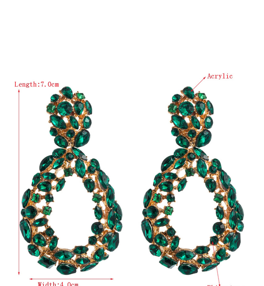 Fashion Green Geometric Drill Hollow Earrings,Drop Earrings
