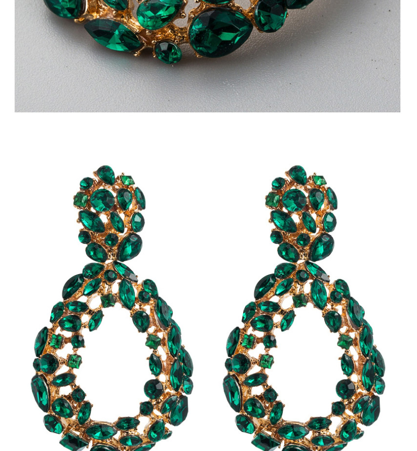 Fashion Green Geometric Drill Hollow Earrings,Drop Earrings