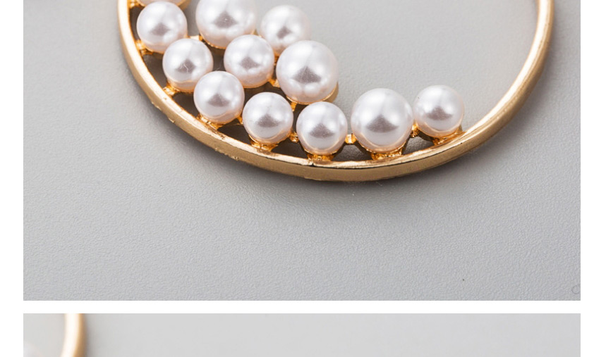 Fashion Gold C-shaped Metal Inlaid Pearl Stud Earrings,Hoop Earrings