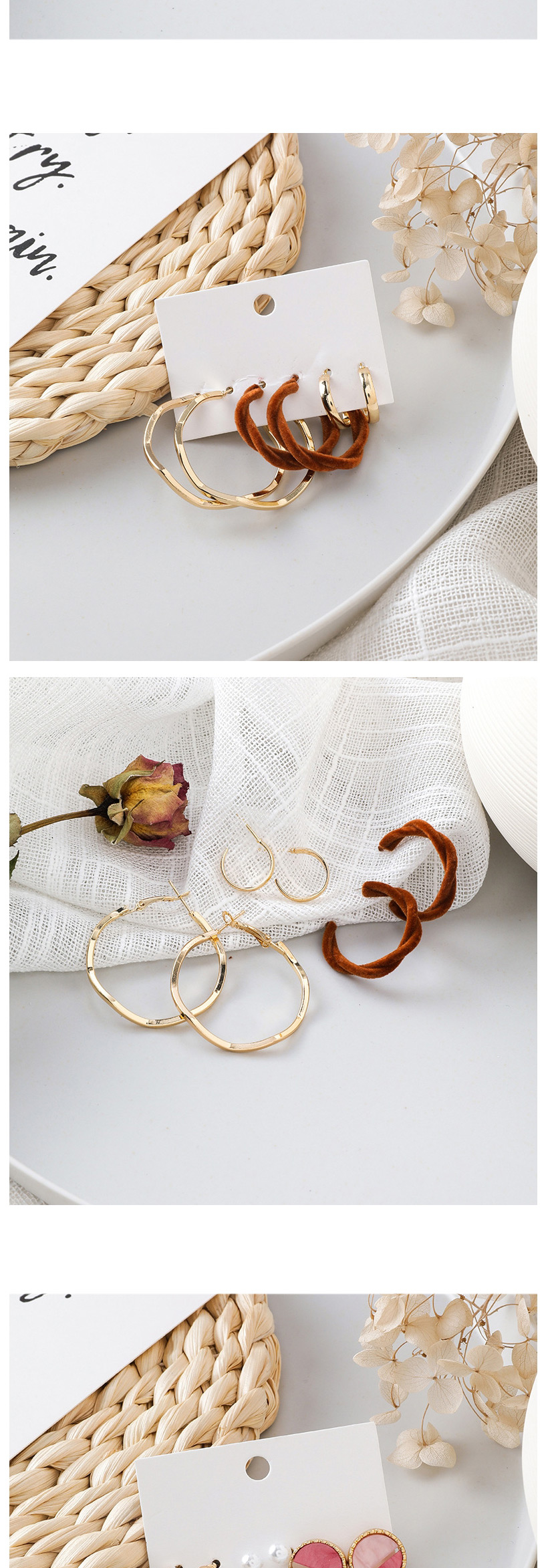Fashion Gold Round Geometric Earrings Set Of 6,Hoop Earrings