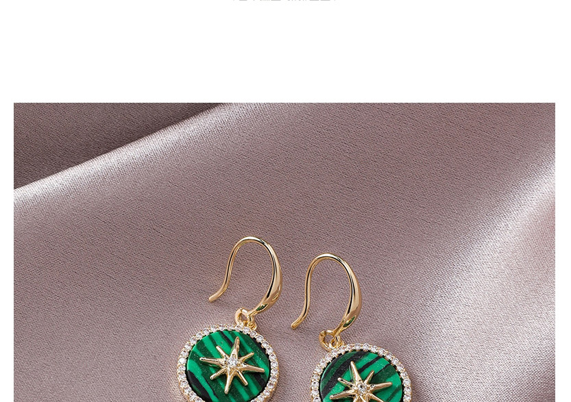 Fashion Green  Silver Needle Flash Diamond Star Earrings,Drop Earrings