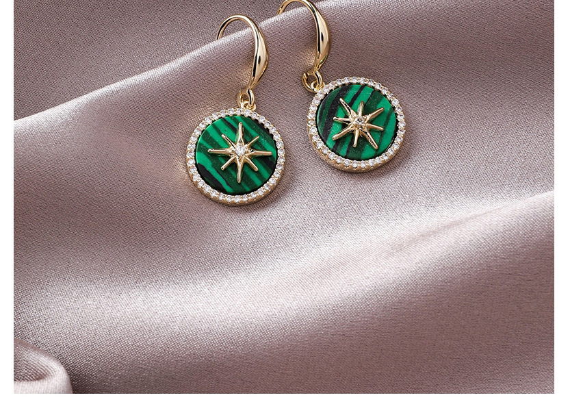 Fashion Green  Silver Needle Flash Diamond Star Earrings,Drop Earrings