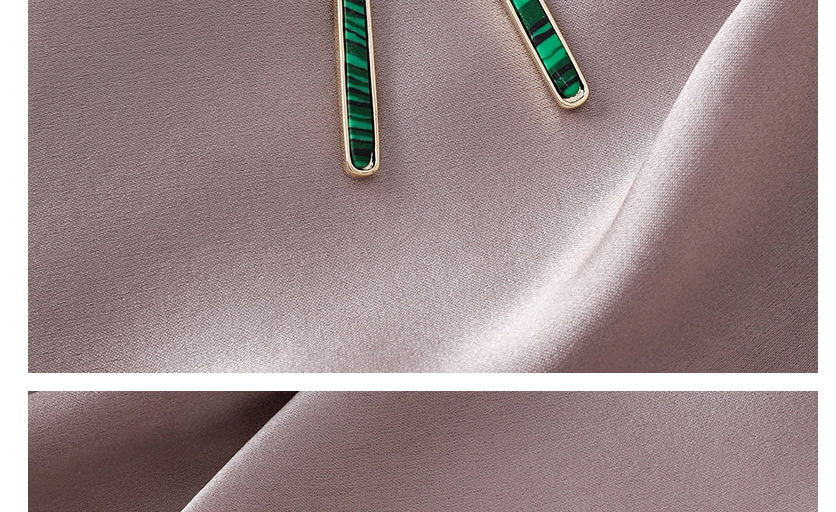 Fashion Green Textured Long Strip Earrings,Drop Earrings
