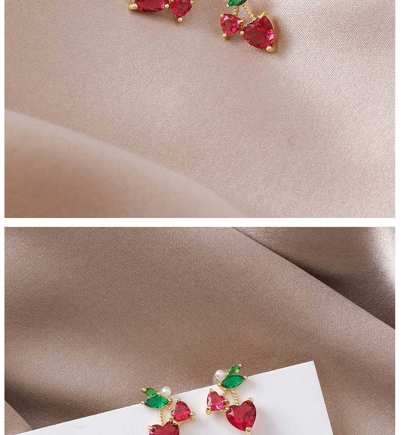 Fashion Red  Silver Needle Fruit Earrings,Stud Earrings