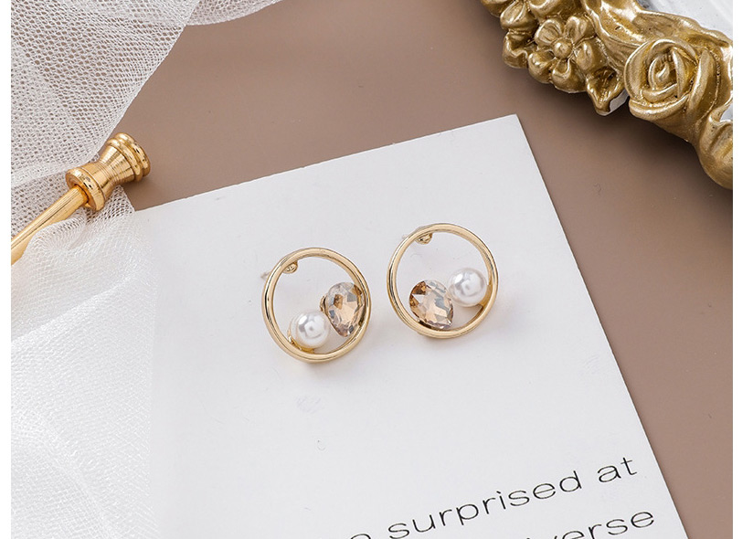 Fashion Gold  Silver Needle Circle Rhinestone Pearl Earrings,Stud Earrings