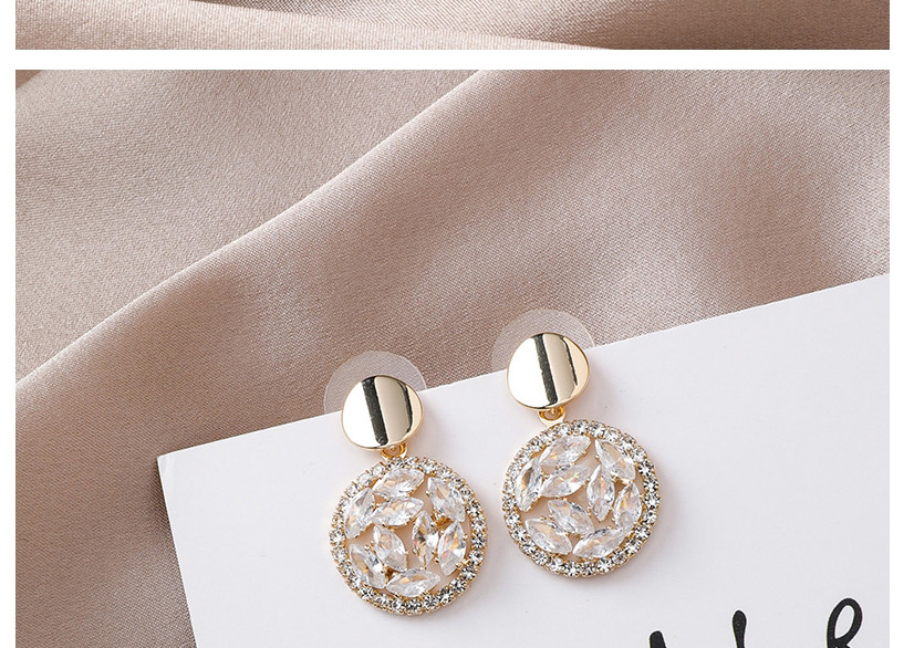 Fashion Gold  Silver Needle Round Zircon Crystal Stud Earrings,Drop Earrings