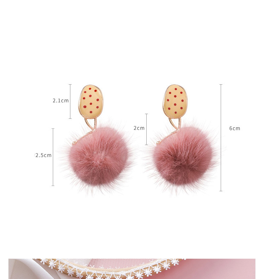 Fashion Brown  Silver Pin Biscuit Type Polka Dot Texture Bow Hair Ball Earrings,Drop Earrings