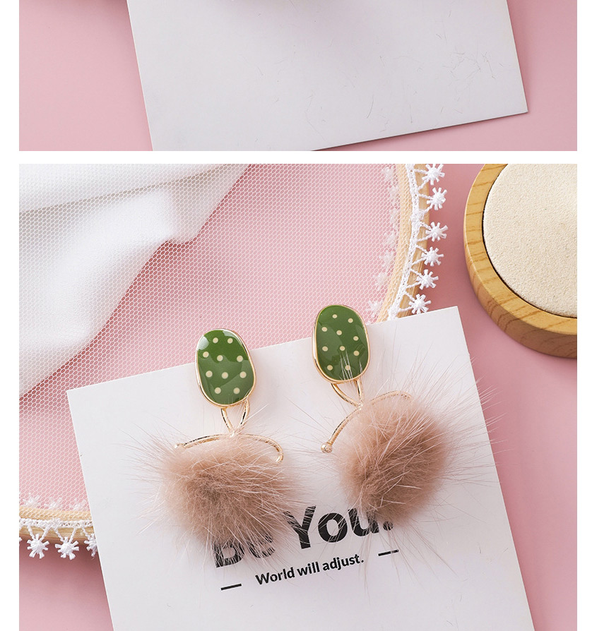 Fashion Pink  Silver Pin Biscuit Type Polka Dot Texture Bow Hair Ball Earrings,Drop Earrings