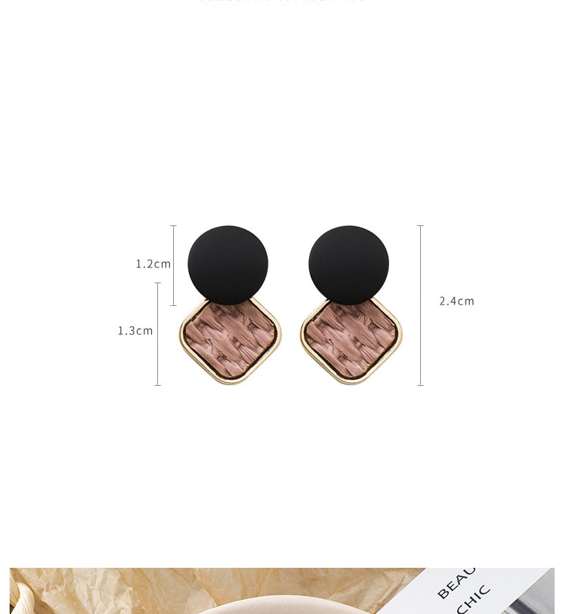 Fashion Black  Silver Needle Woven Texture Square Stud Earrings,Drop Earrings