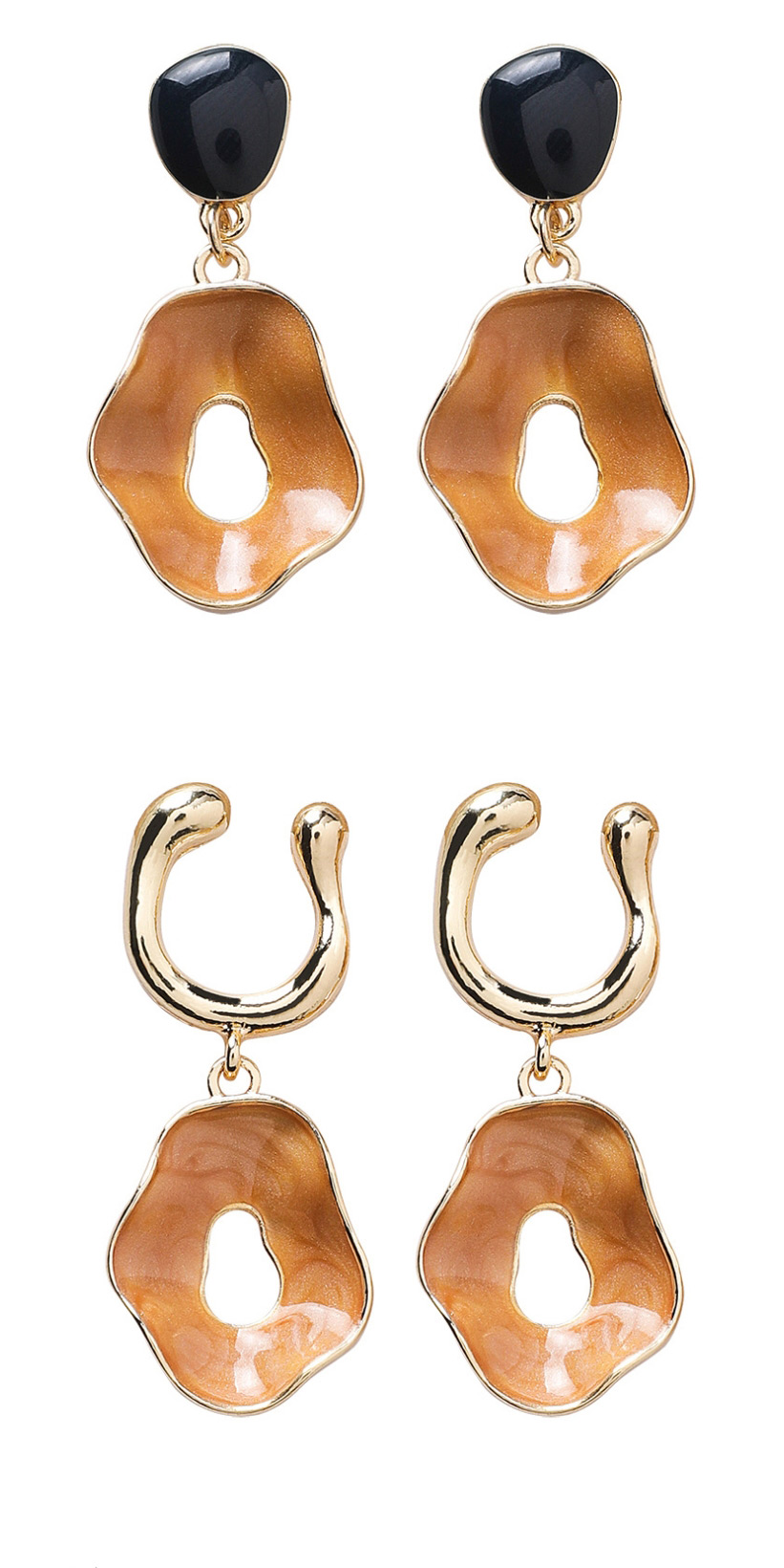 Fashion U-shaped  Silver Needle Irregular Drop Glaze Oval Earrings,Drop Earrings