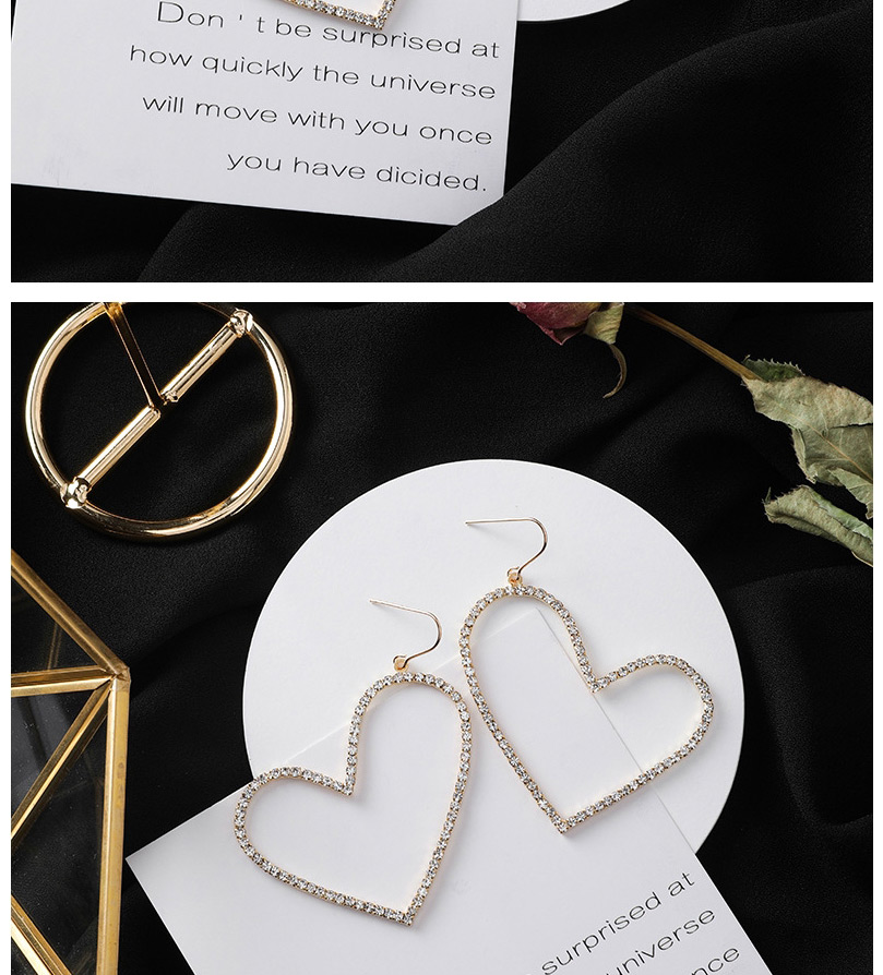 Fashion Love Hollow Diamond Heart Earrings,Drop Earrings