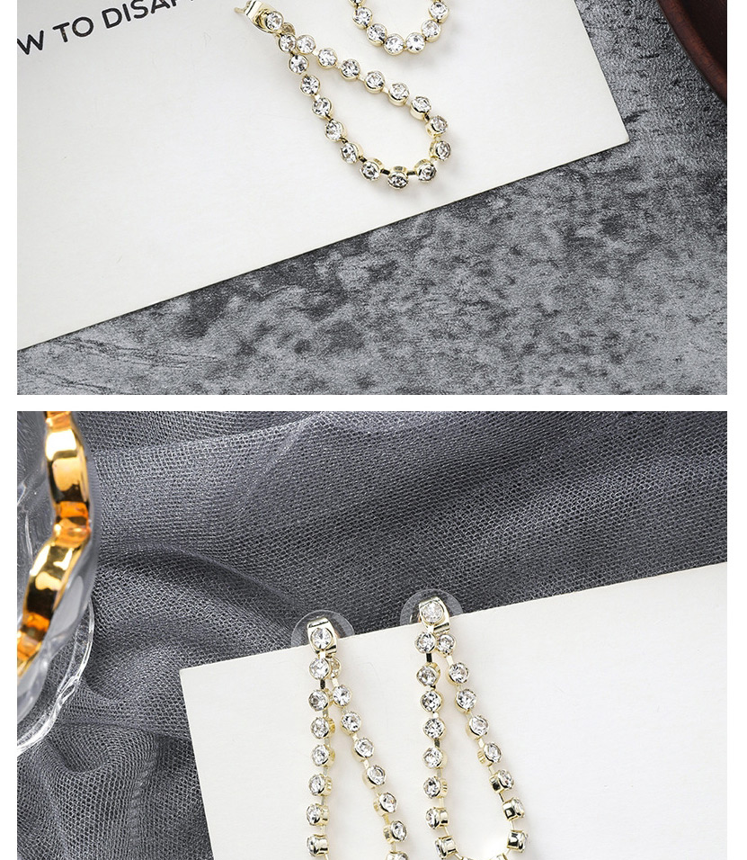 Fashion Gold Crystal Rhinestone Chain Earrings,Drop Earrings