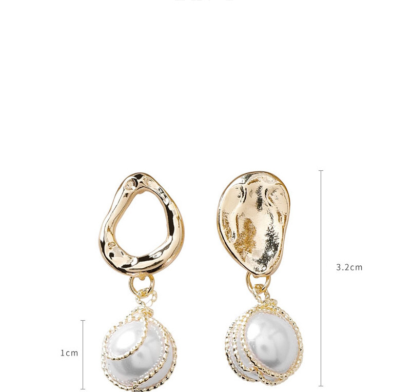 Fashion Gold  Silver Needle Pearl Asymmetric Earrings,Drop Earrings