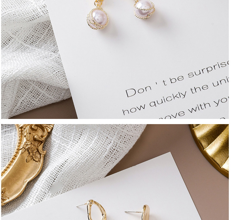 Fashion Gold  Silver Needle Pearl Asymmetric Earrings,Drop Earrings