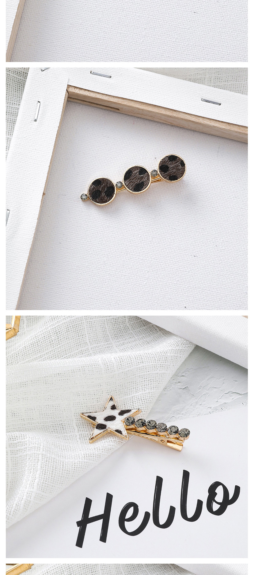 Fashion Dark Brown (round) Diamond-studded Plush Leopard Hair Clip,Hairpins