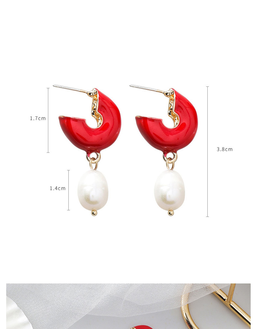 Fashion Brown C-shaped Drop Glazed Pearl Earrings,Drop Earrings