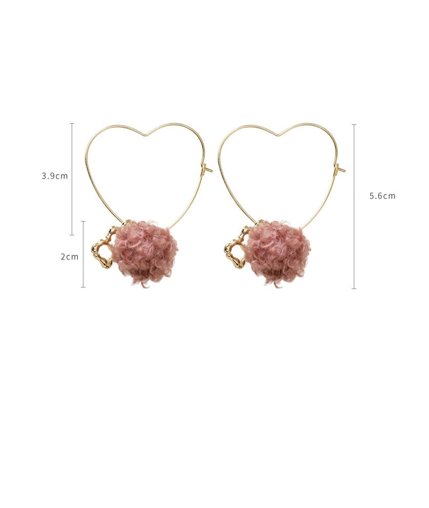 Fashion Brown Letter Heart Shaped Pompom Earrings,Drop Earrings