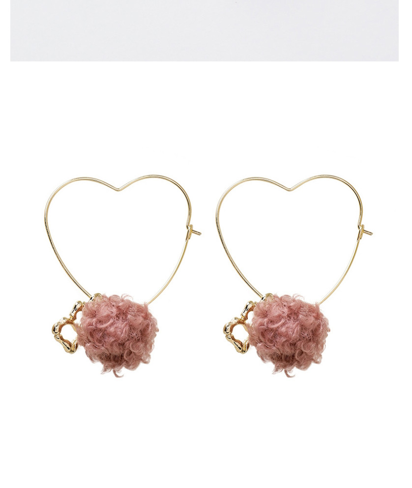 Fashion Beige Letter Heart Shaped Pompom Earrings,Drop Earrings