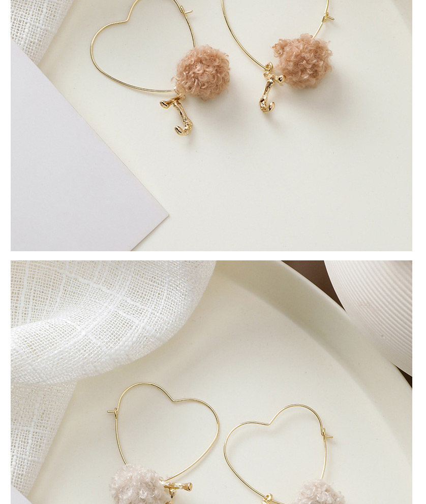 Fashion Beige Letter Heart Shaped Pompom Earrings,Drop Earrings